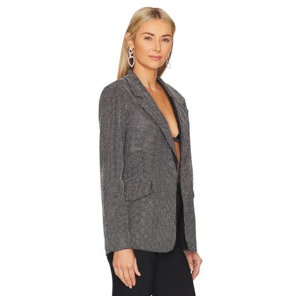 Steve Madden Rhinestone Blazer XS Black Silver Sparkle Party Jacket - Picture 2 of 8
